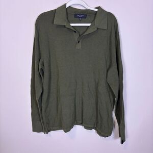 Rag &‎ Bone Men’s Green Cotton Collared Knit Henley Pullover Sweater XXL